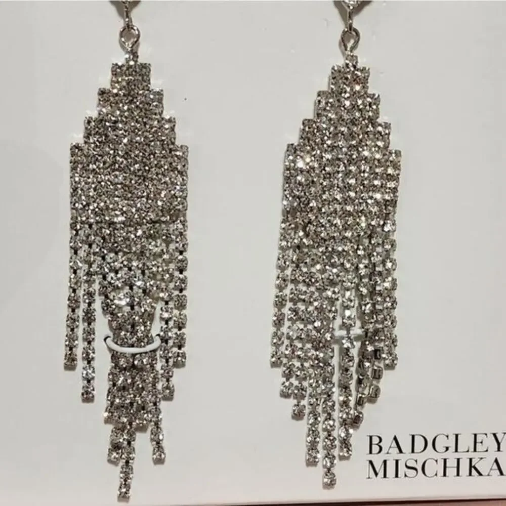 Badgley Mischka Crystal‎ Chandelier Rhinestone Dangle Earrings Drop Sparkle New